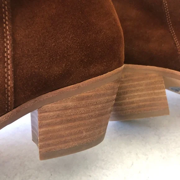 Steve Madden Lucca Pieced Suede Over the Knee Stacked Heel Boot, Cognac 9.5 - Picture 12 of 12